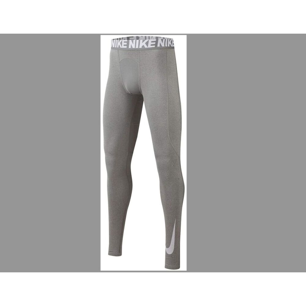 Nike Boy`s Graphic Training Tights (Heather Grey/White, Medium) - BV3519-091